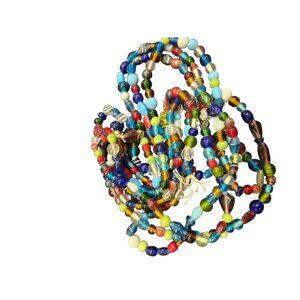Vintage 3 Attached Strands Of Assorted Glass Beads (A8843)